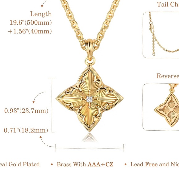 Gold Cz Clover Necklace - Picture 5 of 6